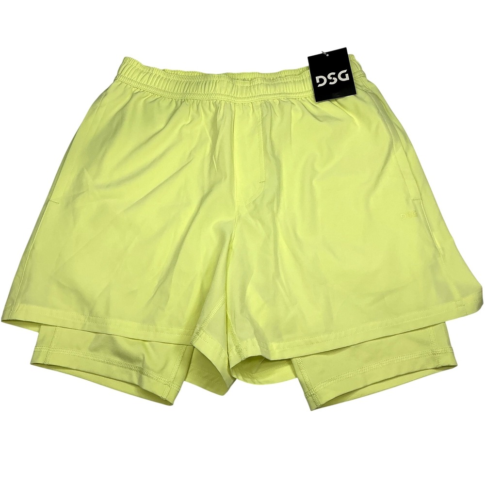 DSG Neon Yellow Athletic Women's 2-in-1 Running Shorts